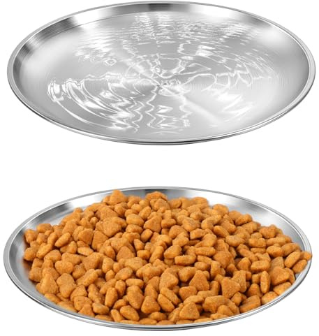 Wanmu Katzennäpfe aus Edelstahl, breites Schnurrhaar-freundliches Katzenschüssel-Set, breiter Metall-Futternapf, flacher Futternapf, Linderung von Schnurrhaar, Müdigkeit für Katzen, Outdoor-Kätzchen,