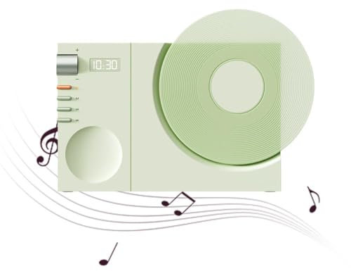 LZYWOD Mini-Retro-Bluetooth5.3-Lautsprecher, HiFi-Soundbar, Vintage-MP3-Musikunterstützung, TF-TF-Clock-Karte, Display-Box, Player mit Soundbar-Zahnlautsprecher, Grammophon aufnehmen, wasserdicht,