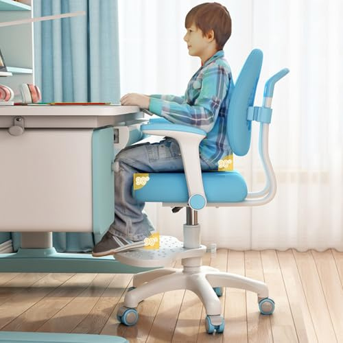 Yokawe Silla de escritorio mejorada para niños con ruedas de 360 grados, sillas de estudio para niños con altura ajustable, silla giratoria ergonómica, cómoda silla de computadora para el hogar, la