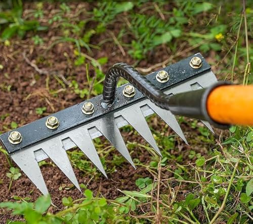 2025 Rateau De DéSherbage 5/6/7/8 Dents, Rateau De DéSherbage Durable pour Terre Et Pelouse (5 Dents)