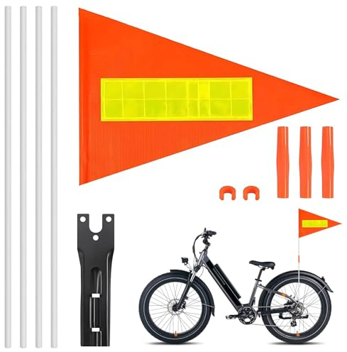 KAIYAYA Fahrradfahne für Kinder,21.5 X 28 cm Fahne Fahrradanhänger Sicherheitswimpel Fahrrad Wimpel Fahrradwimpel Verstellbare Roller Fahrrad Wimpel Street Buddy Fahne,Warnschild