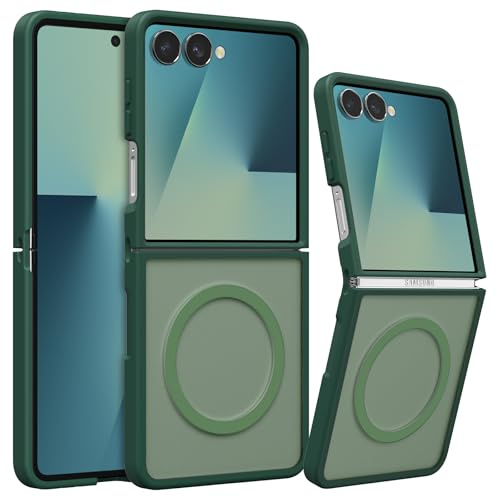 RALEAVO Magnetiskt fodral till Samsung Galaxy Z Flip 7, kompatibel med Magsafe starkt magnetiskt strömtelefonfodral, genomskinligt matt hård PC stötsäkert skyddande smalt skydd för Samsung Z Flip 7