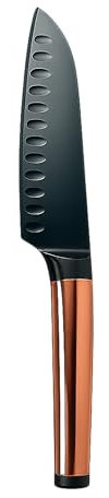 AKINDA Home - Coltello Santoku 18 cm con manico rame e lama nera - coltello santoku - coltello 18 cm - coltello manico rame - coltello nero opaco - coltello cucina acciaio