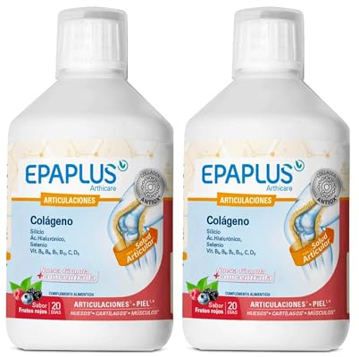 EPAPLUS Articulaciones - Pack 2 Unidades de 500ml (1000 ml total)- 40 días - Colágeno Líquido Sabor Frutos Rojos.