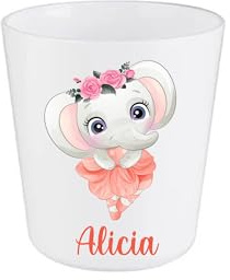 Gobelet enfant personnalisé éléphante danseuse – 260 ml – Incassable – Prénom au choix – Spécial rentrée scolaire crèche ou maternelle – Bébé Panda