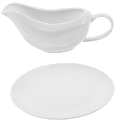 FIXOSHEE Saucière Blanche avec Plateau pour Sauce Steak Pichet à Condiment et Facile à Nettoyer pour Restaurant