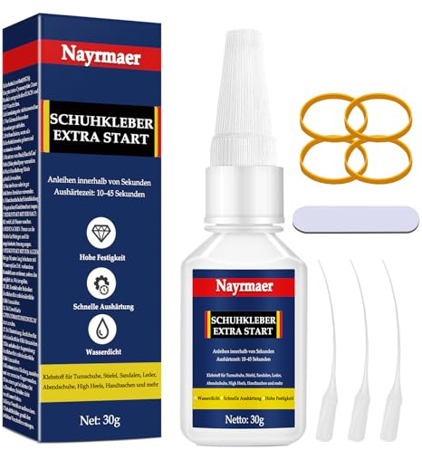 Nayrmaer, colla per scarpe da 30 g, extra forte, impermeabile, trasparente, trasparente, per scarpe da ginnastica, suole, stivali, sandali, tacchi alti, pelle, borse e molto altro ancora