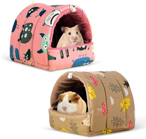 YZROHYI 2 pezzi Casetta Porcellini D'India 19x18 CM,Cuccia Criceto Morbida,Cuccia Coniglio Nano Interno,Guinea Pig House,Casa per Piccoli Animali Domestic per Conigli Nani, Cincillà, Lucertola