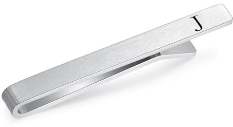 HONEY BEAR 5,5 cm män bokstäver initialer slipsnål slipsklämma för normal slips slipsklämma, silver med svart bokstav, 5.4cm, Koppar, Ingen ädelsten