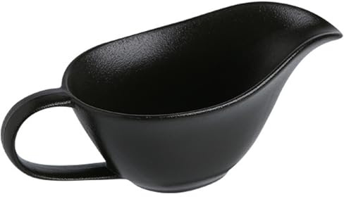 Salsera Vertedor de de cerámica de 200 ml con pico y taza de con asa para el restaurante del hotel en casa Negro |.Bol