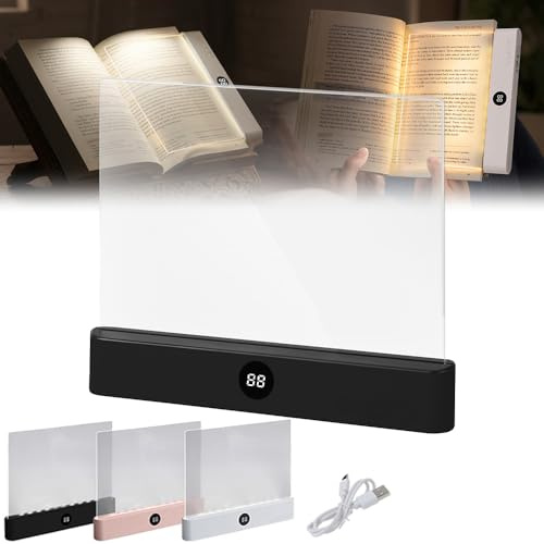 Leselampe flach tragbare Buchlampe Augenschonende LED Buchlicht Leselicht | Buch Licht Buchleselampe mit 3 Farben & 5 dimmbaren Helligkeiten USB Wiederaufladbare für Nachtlesen Schwarz