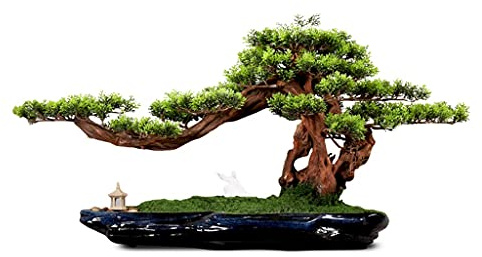 Konstgjorda träd Konstgjorda träd Bonsai kinesisk landskapsimulering Gröna växter Småsten Keramiska figurer Zensimulering Träd Krukväxter Krukväxter