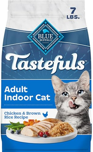 Blue Buffalo Tastefuls Natural Dry Food for Adult Indoor Cats, Chicken & Brown Rice Recipe, 7-lb. Bag