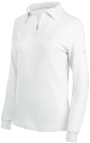 Brandsseller Damen Ski Shirt Baumwolle Rollkragen mit Reißverschluss Langarm Weiß 38