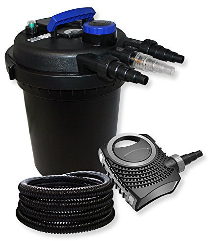 SunSun set filtro presión estanques 6000L clarificador UVC 11W NEO8000 bomba de 70W con tubo jardín