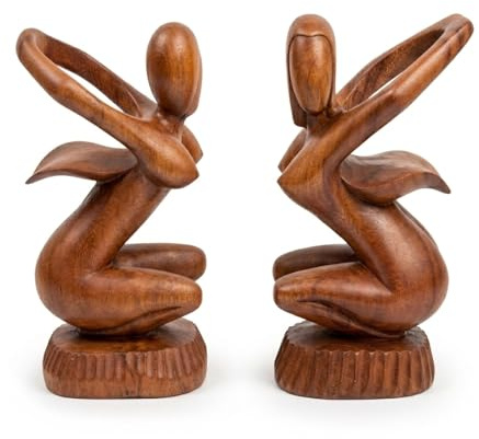 budawi® Weinflaschenhalter Frau Nackt | Holzskulptur aus Bali | Flaschenhalter Holzfigur | Handarbeit Deko | 30 cm