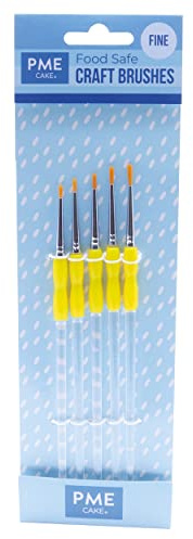 PME CB1009 5-Piece Fine Craft Brush, Nylon, Yellow, 0.6 x 8.1 x 25.1 cm