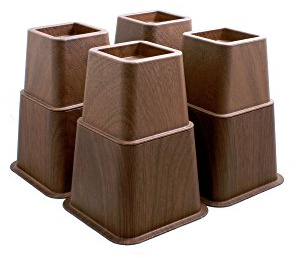 Design61 Bett Erhöhung Holz-Look Möbelerhöher Betterhöher Betterhöhung Möbelerhöhung Elefantenfuß (4 hohe + 4 Kurze) für Füße bis 73x73 mm
