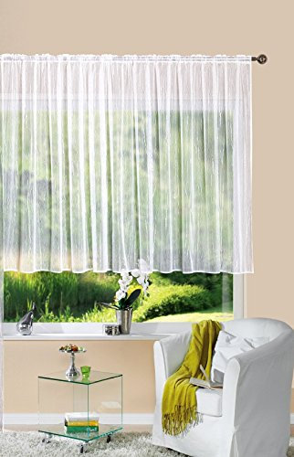 Gardine Store Jacquard Isabella HxB 120x300 cm Kräuselband Universalband Weiß Längsstreifen Transparent Voile Vorhang Wohnzimmer, 13145
