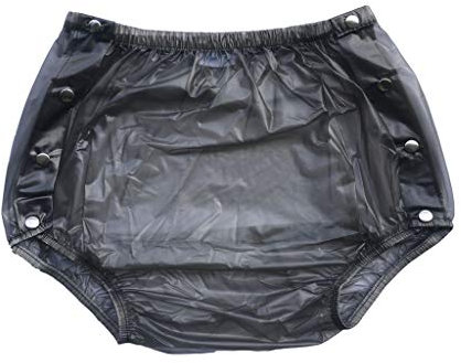 Haian Inkontinenzhose für Erwachsene, Kunststoff, mit Druckknöpfen, Größe M, Schwarz-transparent