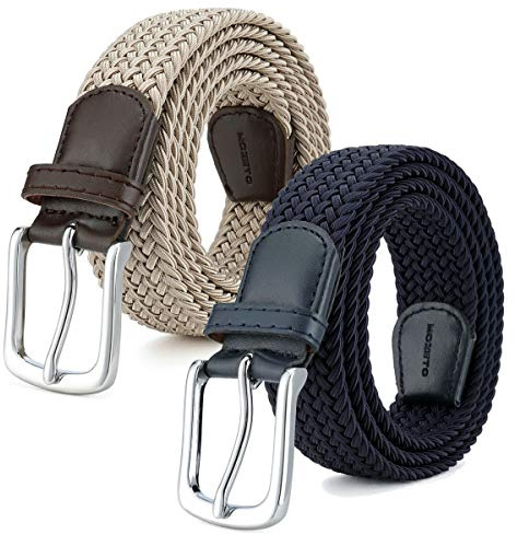 MOZETO Elastisch Stretch Gürtel Breite 3.3cm, Stoffgürtel Stretchgürtel Flechtgürtel Geflochtener Gürtel für Damen und Herren