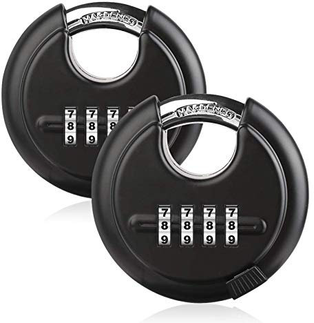 DAYGOS Heavy Duty Combination Padlock - Outdoor Stainless Steel Disc Combination Lock, Weatherproof Lock for Gate, Shed, Garage, Locker(Black, 2pcs)