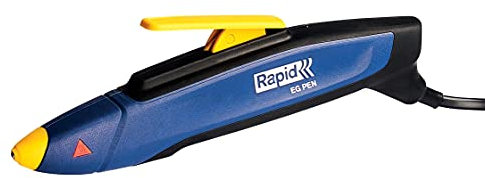 RAPID EG Pen Incollatrice per colla a caldo in stick da 7mm, a forma di penna, per decorazioni e piccole riparazioni, soli 60 secondi di tempo di riscaldamento. Con supporto da banco, 5001474, Blu