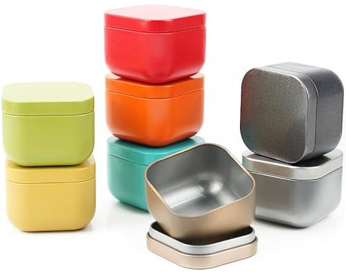 Paquete de 10 latas de té cuadradas pequeñas, multicolor, exquisitas cajas de regalo y manualidades, contenedor de almacenamiento de alimentos (color mezclado)