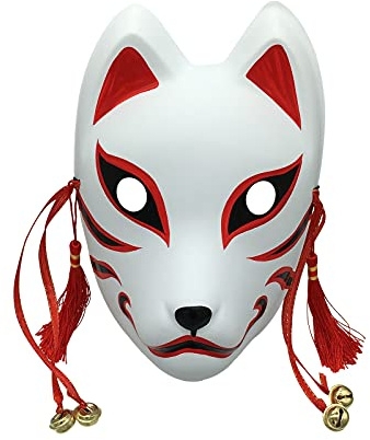 YangYong Masque de renard pour bal masqué, fête, Halloween, kabuki japonais