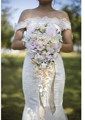 IVAYNE Rose Wedding Bouquets for Bride Cascading Bridal Bouquet Bride Bouquets for Wedding, for Wedding Ceremony and Anniversary