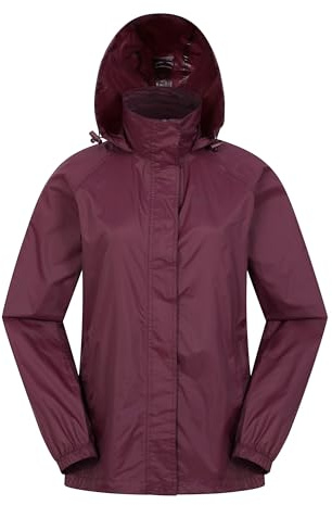 Mountain Warehouse Pakka Womens Waterproof Packable Jacket - Foldaway Hood Jacket, Ladies Coat, Lightweight Rain Jacket - For Spring Summer, Walking, Travelling Dark Purple Women's Size 22