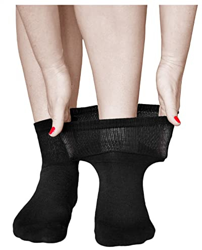 vitsocks Calcetines Confort de Descanso LANA MERINO Mujer (3 PARES) Pies Cansados Fríos, negro, 35-38