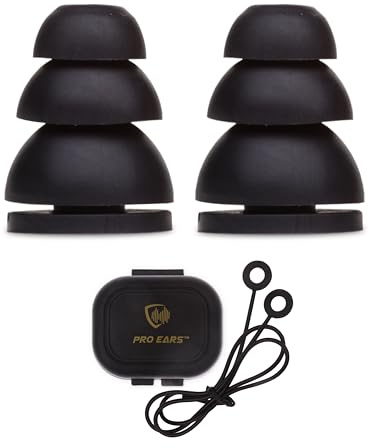 Pro Ears Audiomorphic Earplugs, Shooting Ear Protection, Noise Canceling Earbuds, Hearing Protection, Carrying Case Included, Black (Large)