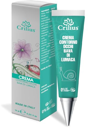Crilius Crema Contorno Occhi Antirughe Bava di Lumaca, Acido Ialuronico e Vitamina C - Made in Italy