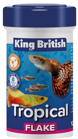 King British – Tropical Fish Flake 12g – Multi-Vitamin Complete Food – Clear Water Formula Natural Ingredients – For Tropical & Other Aquarium Fish