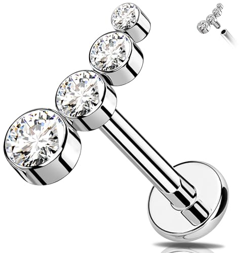 Melighting Helix CZ Flat Back Gebogene Knorpel Piercing Schmuck G23 Titan Tragus Ohrring 16G Innengewinde Labret Studs