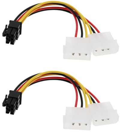 Create idea Lot de 2 câbles d'alimentation PCI-E 6 broches vers double 4 broches Molex adaptateur carte graphique adaptateur d'alimentation femelle vers mâle 15 cm