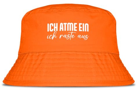 Prozente Momente Ich atme EIN ich raste aus - Fischerhut | Anglerhut | Sonnenhut | Sommer | Malle | lustige Sprüche | OneSize | Malle | Urlaub | Orange