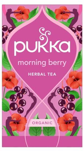Pukka Morning Berry Tisana Biologica Frutti Rossi Ibisco, 20 Filtri | Per un momento di vivacità: miscela fresca e fruttata con rooibos, naturalmente priva di caffeina, da coltivazione biologica