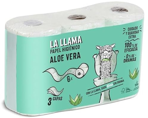 Papel higiénico aloe vera 3 capas La Llama Dia bolsa 6 unidades