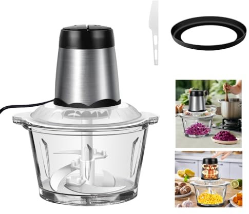 2L Meat Grinder Electric Multi Blender Mixer Food Processor Vegetable Chopper Meat Blender Food Grinder for Kitchen,2 Speeds,4 bi-Level Blades