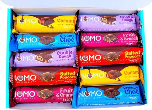 NOMO Vegan Chocolate Selection Box | Mini Hamper | Large Range Of Flavours | Free From, Egg Free, Dairy Free, Gluten Free, Nut Free | 10 bars