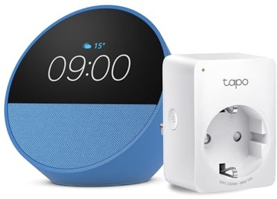 Echo Spot | Blau + TP-Link Tapo P110MA WLAN-Steckdose mit Energieverbrauchskontrolle, Funktionert mit Alexa - Smart Home-Einsteigerpaket