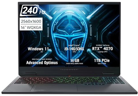 WEELIAO Thunderobot Hunter Blade R16 (2024) - Laptop para Juegos, Pantalla QHD+ 240hz 2.5K de 16 Pulgadas, i7-14650HX, RTX 4070, 16GB DDR5 RAM, SSD de 1 TB, Teclado retroiluminado RGB, Wi-Fi 6