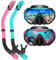 LITTLEJSY Schnorchelset Erwachsene, Schnorcheln Set mit Anti-Fog Taucherbrille und Dry Schnorchel, Professionelle Schnorchelmaske Tauchmaske aus Gehärtetem Glas für Schnorcheln (Grün+Rosa)