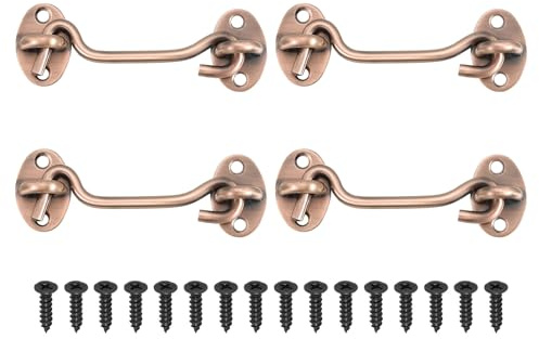 sourcing map 4 ganci e chiusure a occhiello da 10,2 cm, in acciaio inox, per porte scorrevoli, recinzioni, capannoni, per finestre, porte scorrevoli, recinzioni, capannoni, colore: bronzo rosso