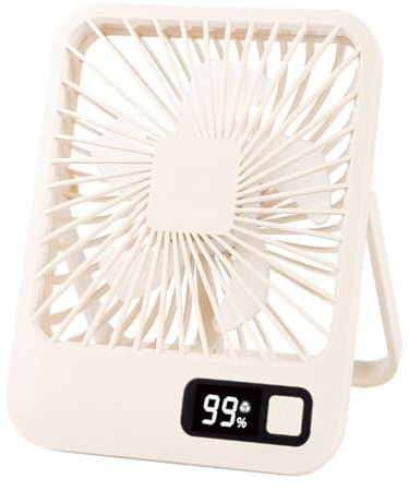 KUAIYIJU Ventilador de escritorio pequeño ventilador USB silencioso con pantalla digital, ventilador de mesa recargable de 1500 mAh con ventilador de escritorio de 5 velocidades