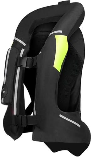 TRBSTUY Motorrad Airbag Weste für Erwachsene, Professionelle verstellbare Motocross Schutz Reflektierende Jacke Reitsport Motorrad Reitausrüstung,Schwarz,M