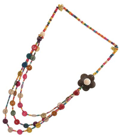 GAROZATION 2stücke Bunte Boho Halskette Handgefertigt Kokosnussschale Holzperlen Damen Schmuck Vintage Stil Strand Party Geschenk