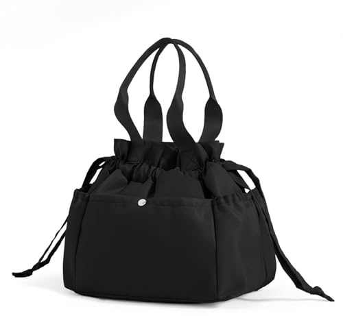 AOTM Drawstring Lunch Bag Women, Stylish Tote Bags for Daily Commute | Stain-Resistant Oxford Fabric, Wide Entrance, Foldable Lightweight, Waterproof Lunch Box Bag for Work School Travel